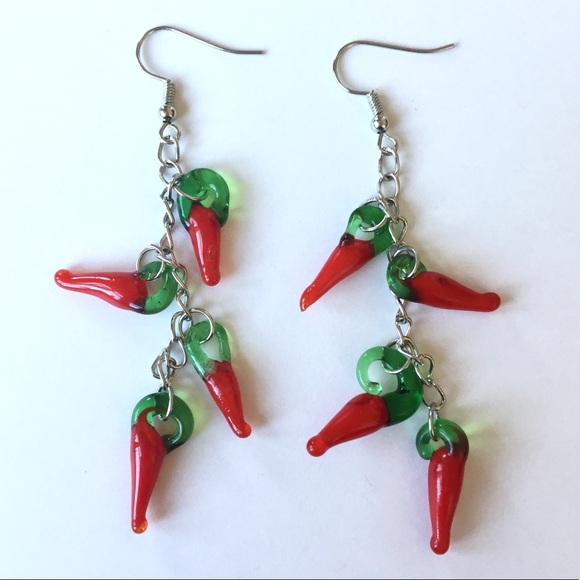 Jewelry - *LAST ONE!* Glass Chili Pepper Earrings
